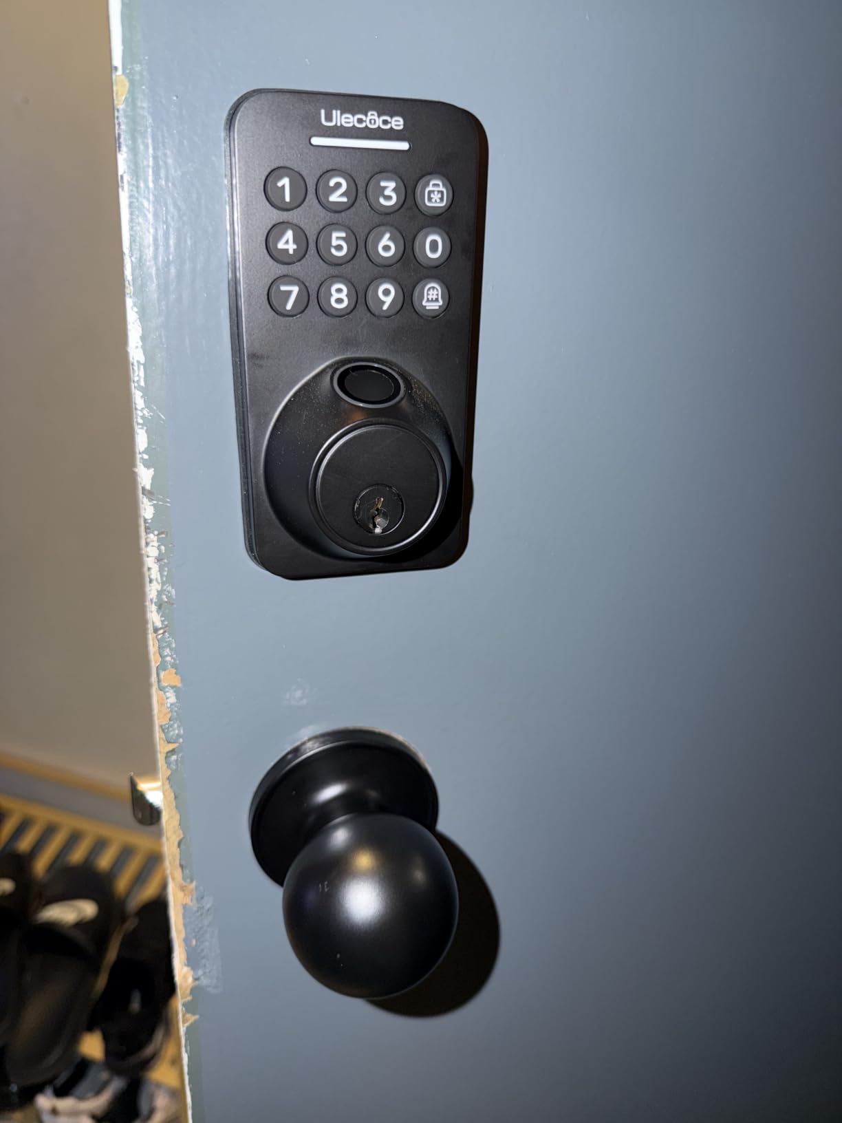 Ulecoce Fingerprint Keypad Deadbolt with Knob Set, Keyless Entry Door Lock with App Control, Door Locks for Front Door, Auto Lock&One-Touch Lock, 100+ User Codes&5 Keys, Easy Installation, Matte Black customer photo 1