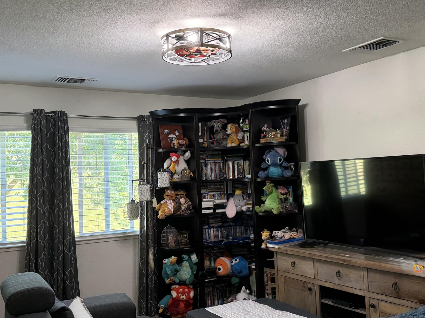 SHLUCE Caged Ceiling Fan with Light and Remote, Farmhouse Fandelier customer photo 2
