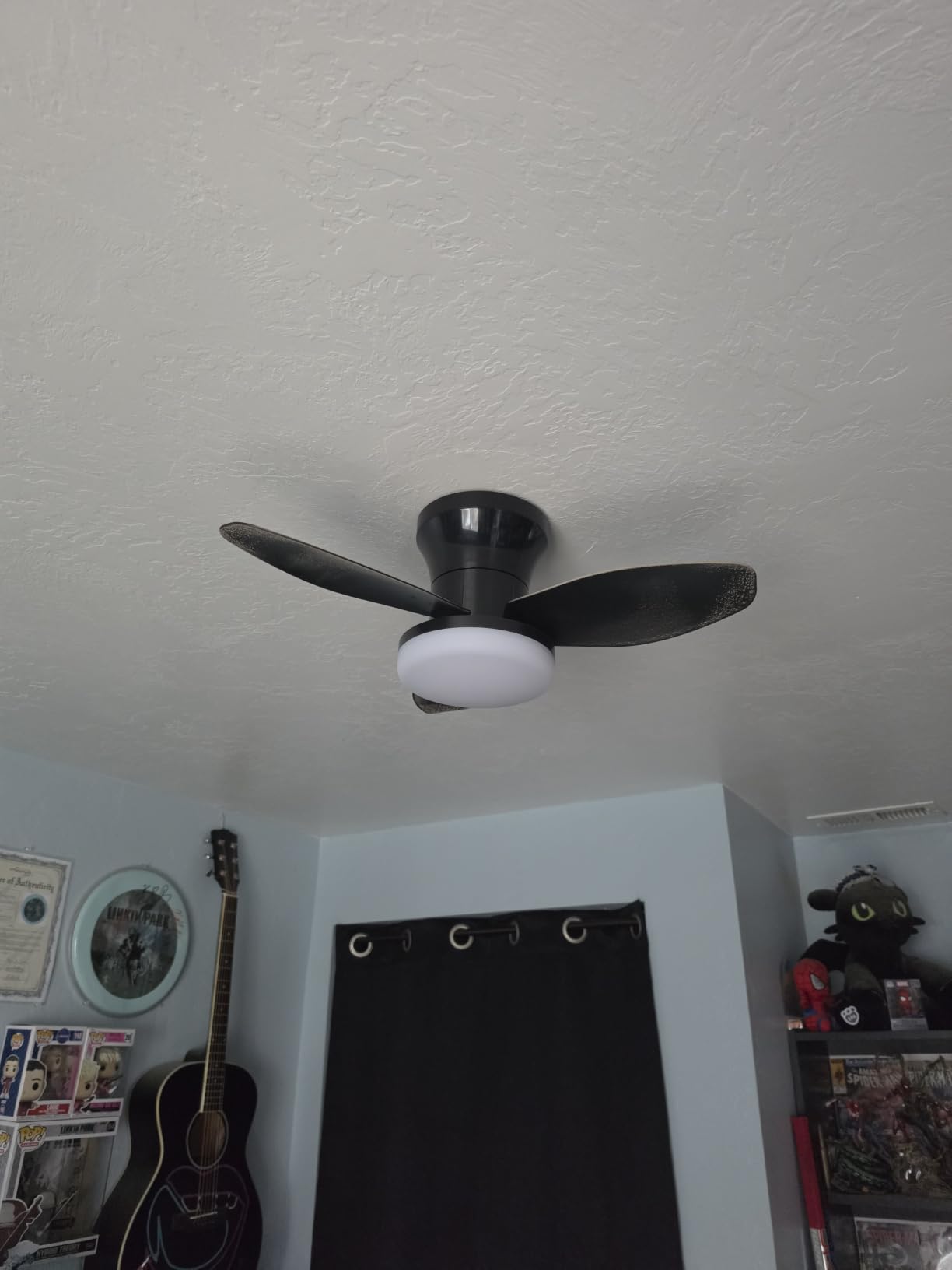 Small Ceiling Fan with Light - 26 Inch Flush Mount Ceiling Fan with Lights and Remote, Low Profile Ceiling Fans with 3 Reversible Blades, 6 Wind Speeds, Black Ceiling Fans for Bedroom customer photo 2