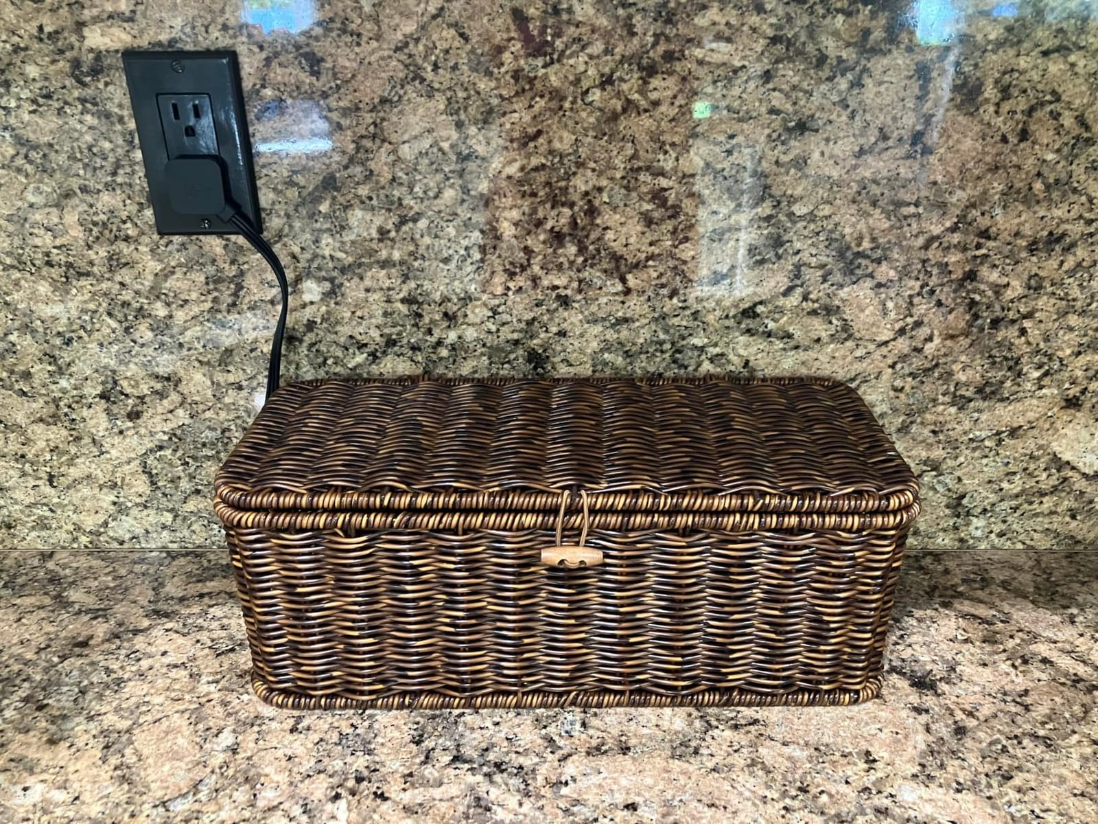 Cable Management Box, Cord Organizer with Lid & Cable Ties - Brown, M customer photo 2