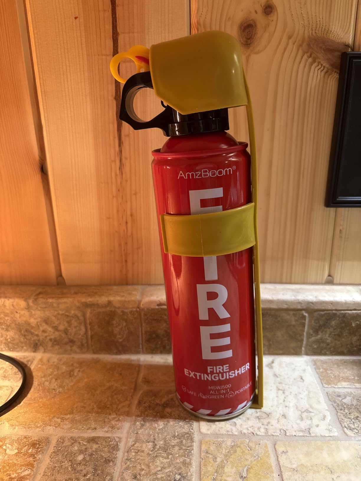 AmzBoom 2-Pack Fire Extinguisher for Home, Kitchen, Car, and Grill with Mounting Bracket– Extinguishing Spray, Compact A, B, C, K – Eco-Friendly, Prevents Reignition. customer photo 1