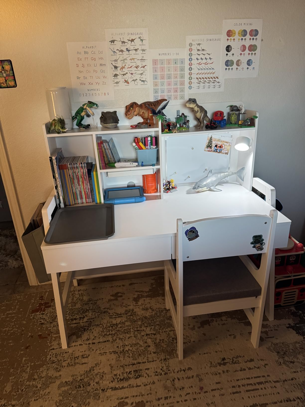 GDLF Kids Desk and Chair Set, Height Adjustable Kids Study Table, Ages 5-12 customer photo 2