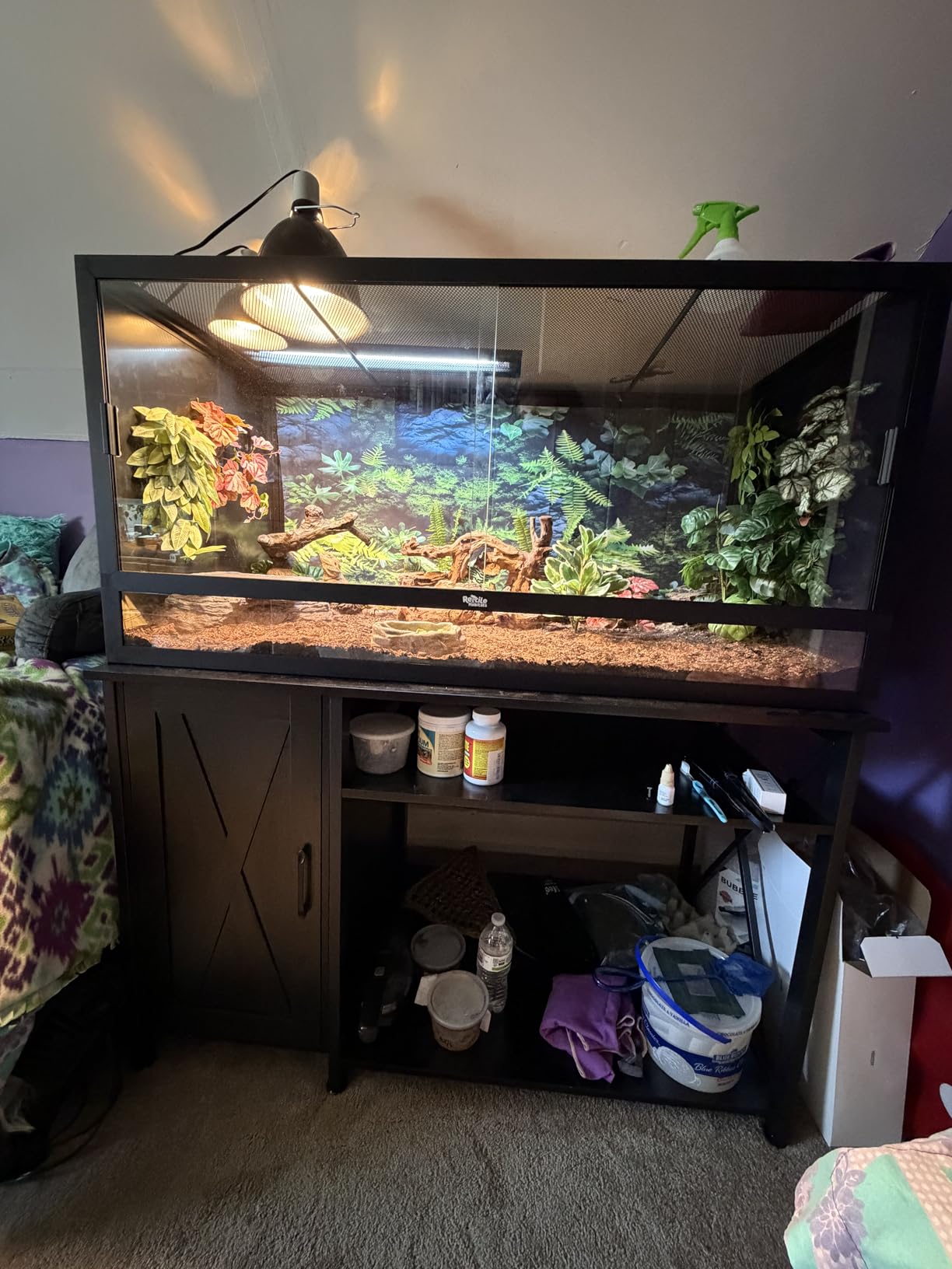 Herture 120 Gallon Reptile Tank Stand, 4x2x2 Reptile Enclosure Stand, with Storage Cabinet and Power Outlet, for Bearded Dragons, Snakes, Lizard Terrarium Black PG08XYB customer photo 1