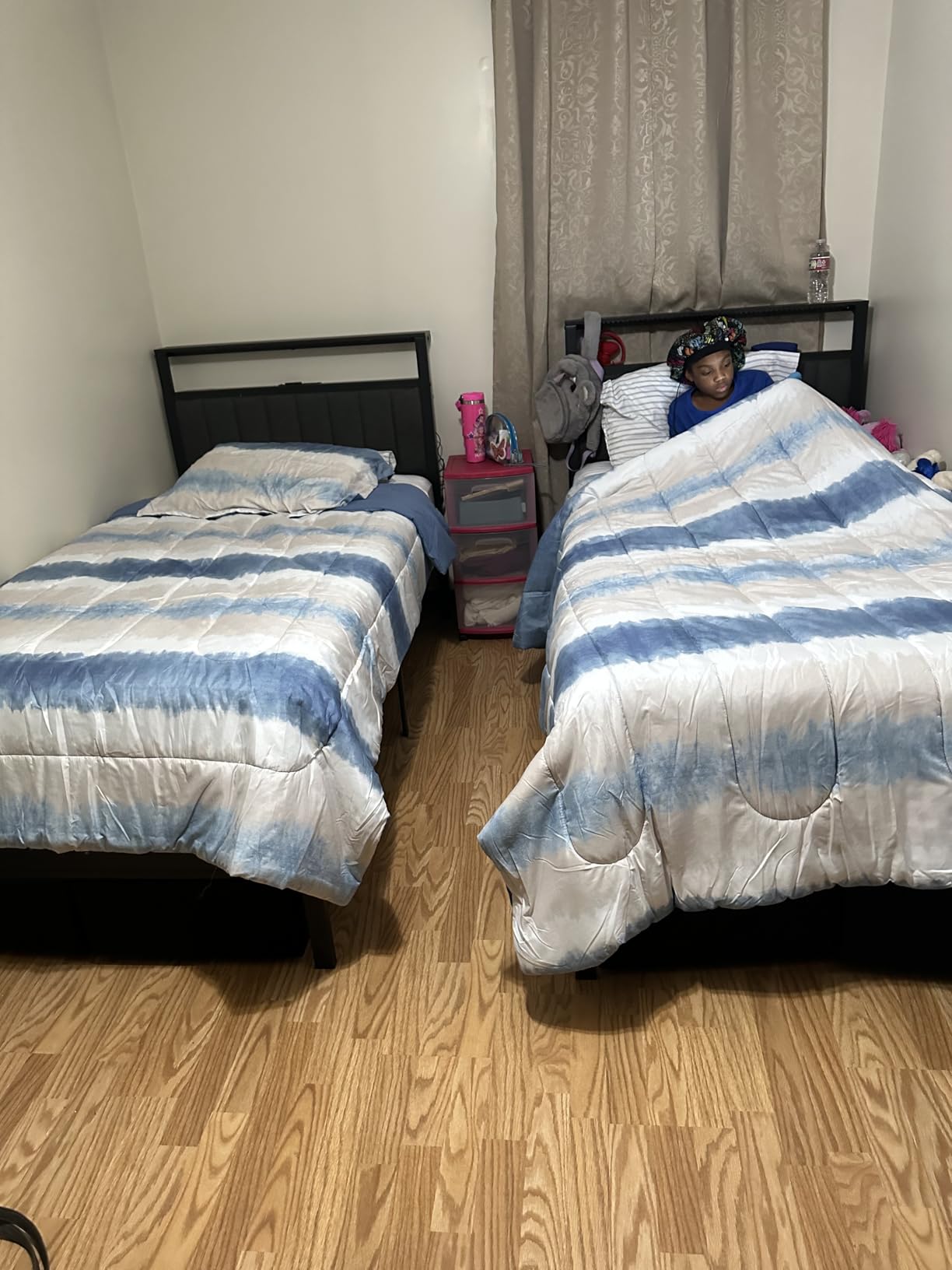 Furnulem Full Size Bed Frame with Storage Drawers and Upholstered Headboard customer photo 2