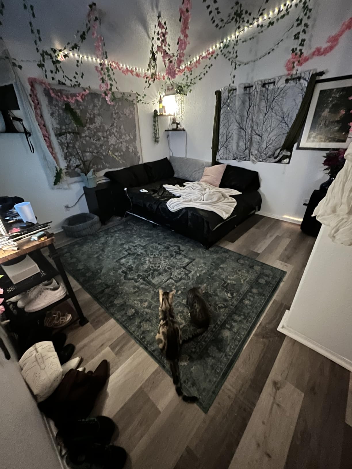 Tranditional Dark Green 8x10 Rugs for Living Room Bedroom, Washable Non Slip Low Pile Thin Dining Room Rugs for Under Table, Distressed Medallion Pattern Printed Soft Carpet for Guest Room customer photo 1