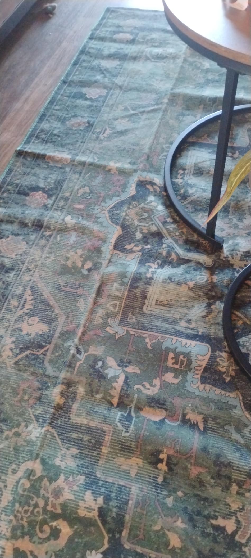 Tranditional Dark Green 8x10 Rugs for Living Room Bedroom, Washable Non Slip Low Pile Thin Dining Room Rugs for Under Table, Distressed Medallion Pattern Printed Soft Carpet for Guest Room customer photo 2