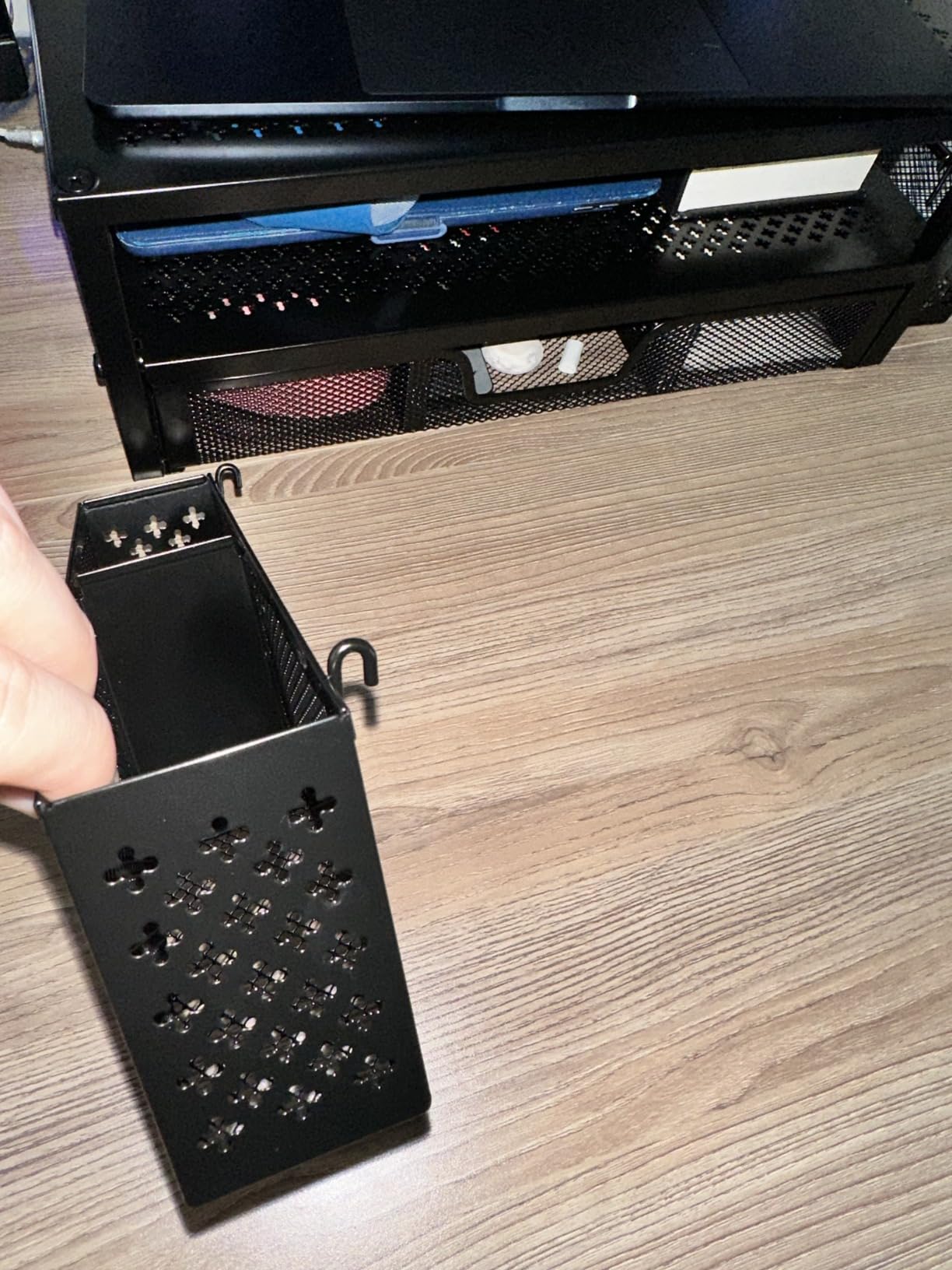 Simple Trending Monitor Stand with Drawer, 2-Tier Laptop Stand, Wood customer photo 1