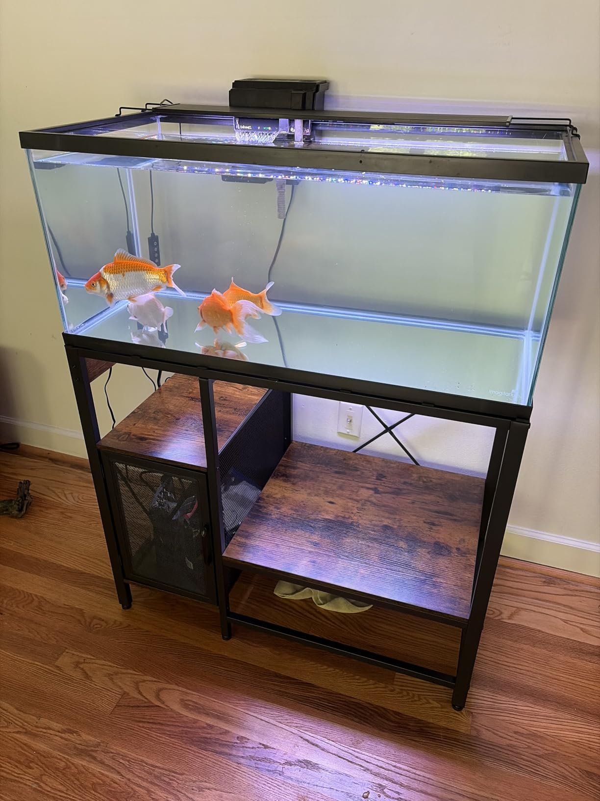 MAHANCRIS 40-50 Gallon Fish Tank Stand, Aquarium Stand with Power Outlet and Storage Cabinet, Heavy Duty Tank Stand Suitable for Turtle Tank, Reptile Terrarium, for Home Office, Black FTBK50E01 customer photo 2
