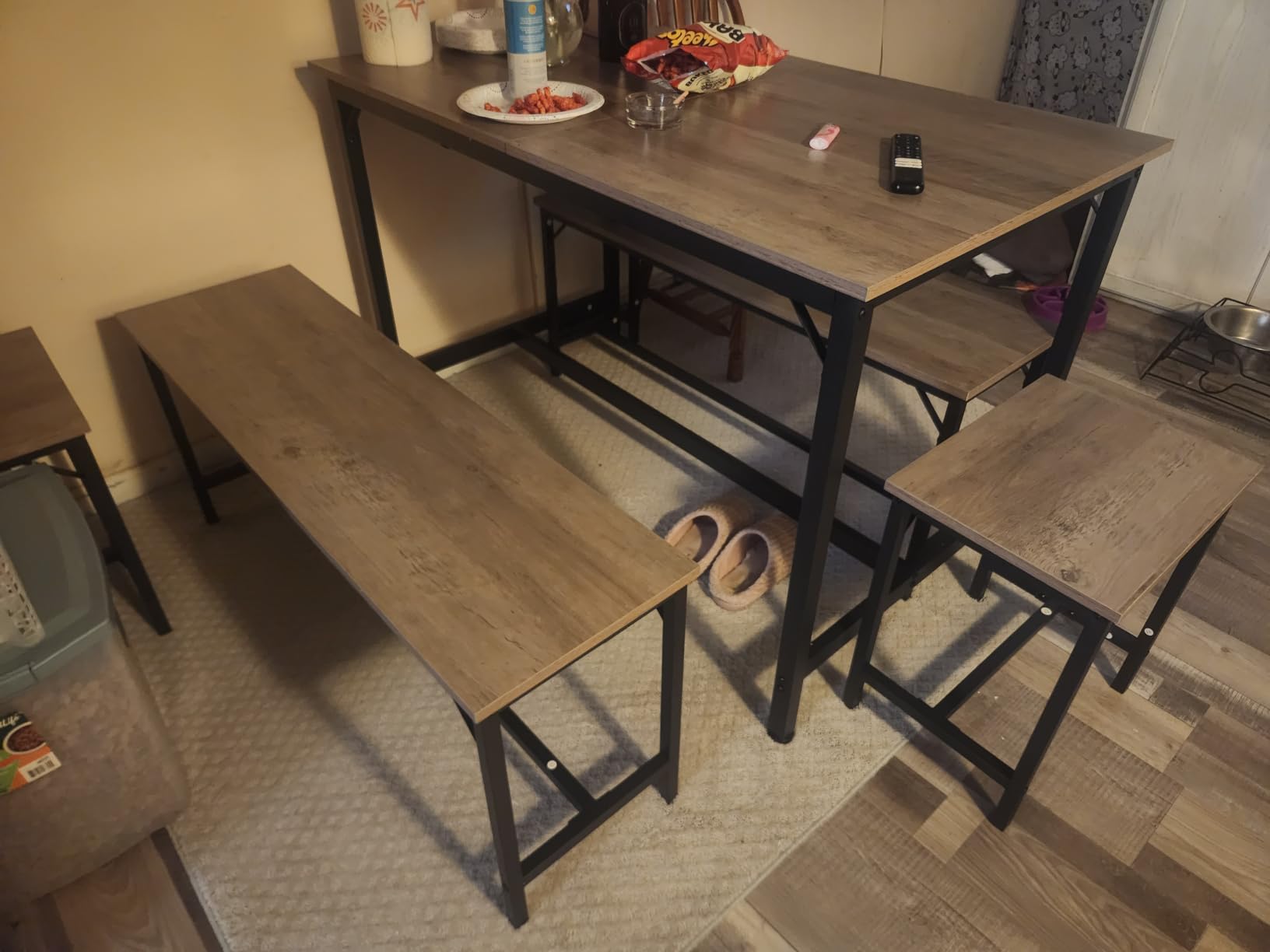 Tatub Dining Table Set for 4, 3-Piece Kitchen Table with 2 Benches customer photo 1