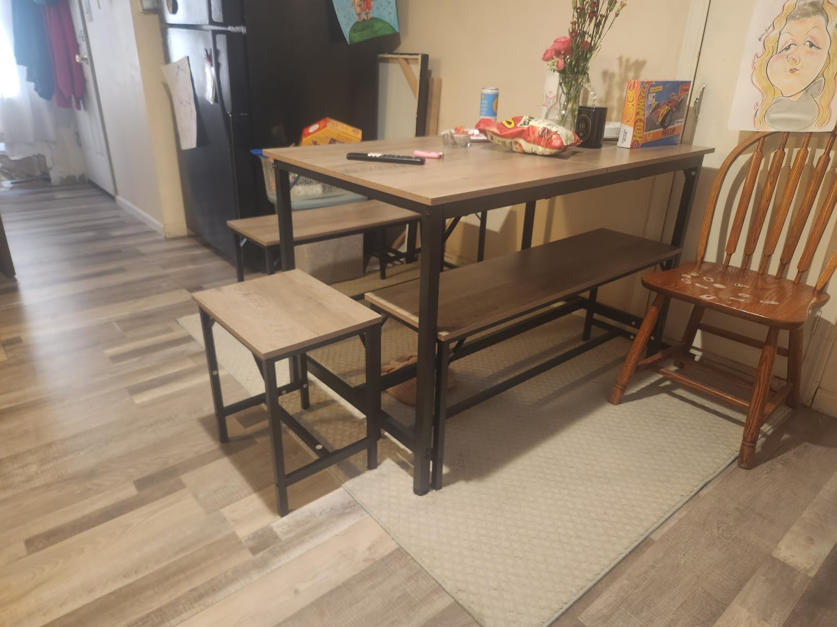 Tatub Dining Table Set for 4, 3-Piece Kitchen Table with 2 Benches customer photo 2