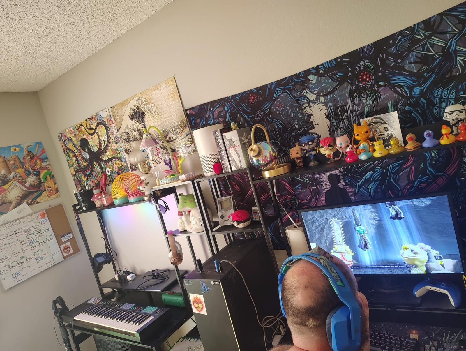 Casaottima 48 Inch Gaming Desk with Shelves & 3 Drawers & LED Light & Hutch customer photo 2