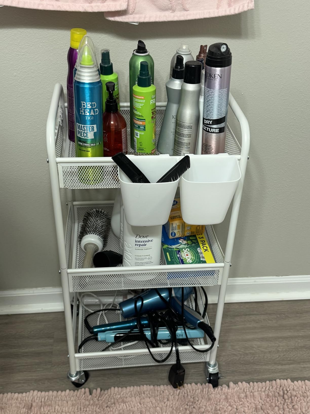 YASONIC 3 Tier Metal Rolling Cart, Black Utility Storage Cart with Wheels customer photo 2