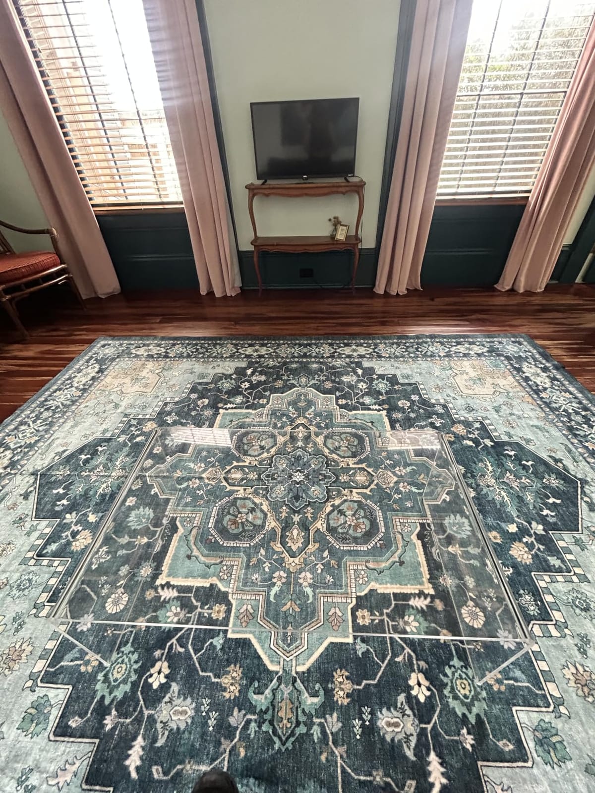 Amada 6x9 Washable Area Rug for Dining Room, Blue, Vintage Pattern customer photo 2
