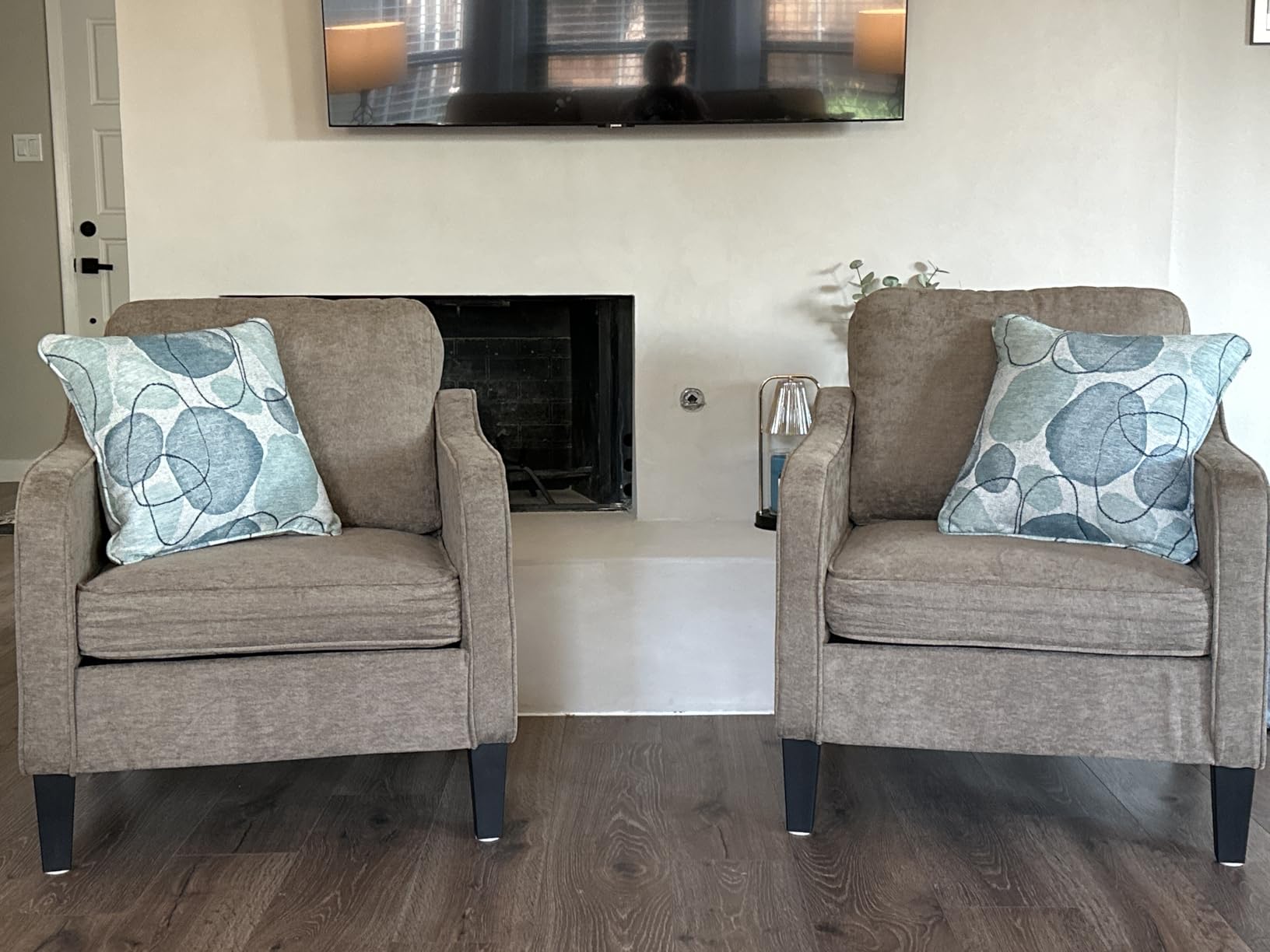 Accent Chair for Living Room, Mid Century Modern Reading Chair for Bedroom, Upholstered Armchair with Side Pockets, Comfy Single Sofa Side Chair for Office, Apartment, Small Room, Teal Green customer photo 1