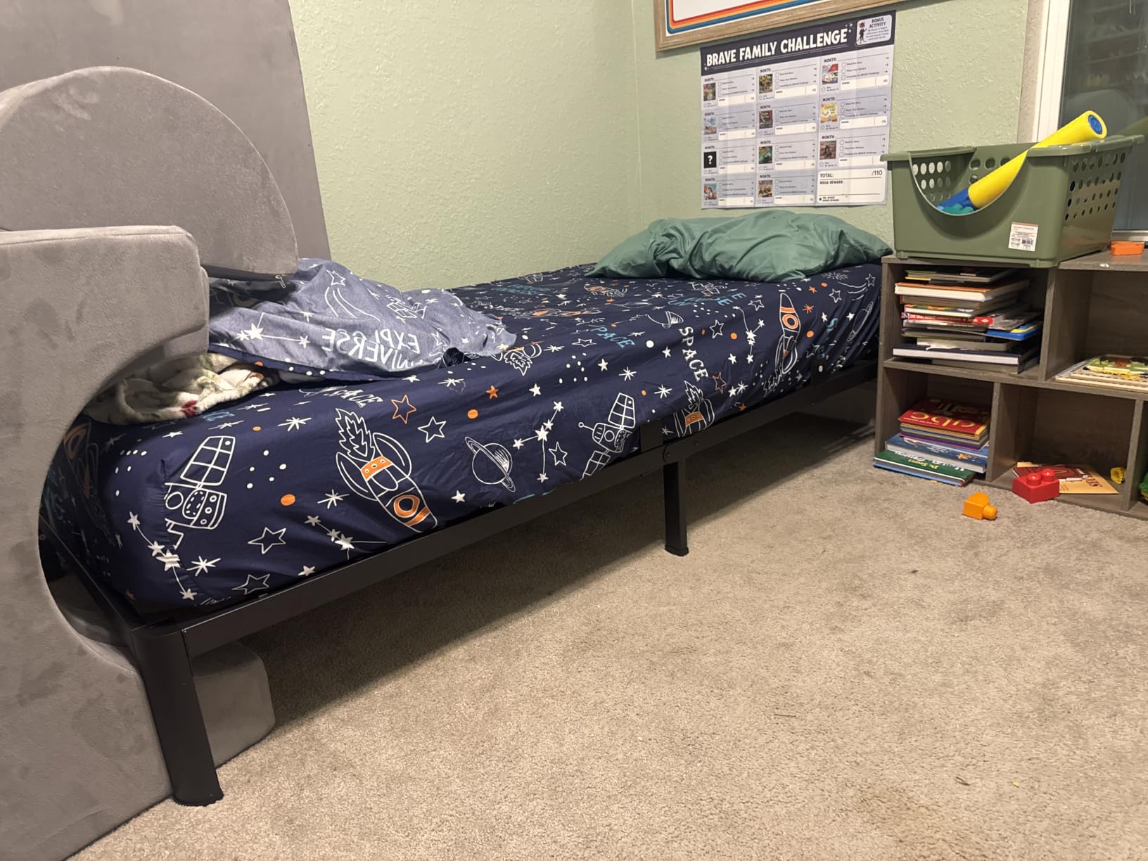 14 inch King Size Bed Frame with Round Corner Legs and Headboard Hole Mattress Slide Stopper 3500 lbs Heavy Duty Metal Platform,Steel Slat Support,No Box Spring Needed,Easy Assembly,Noise Free customer photo 2