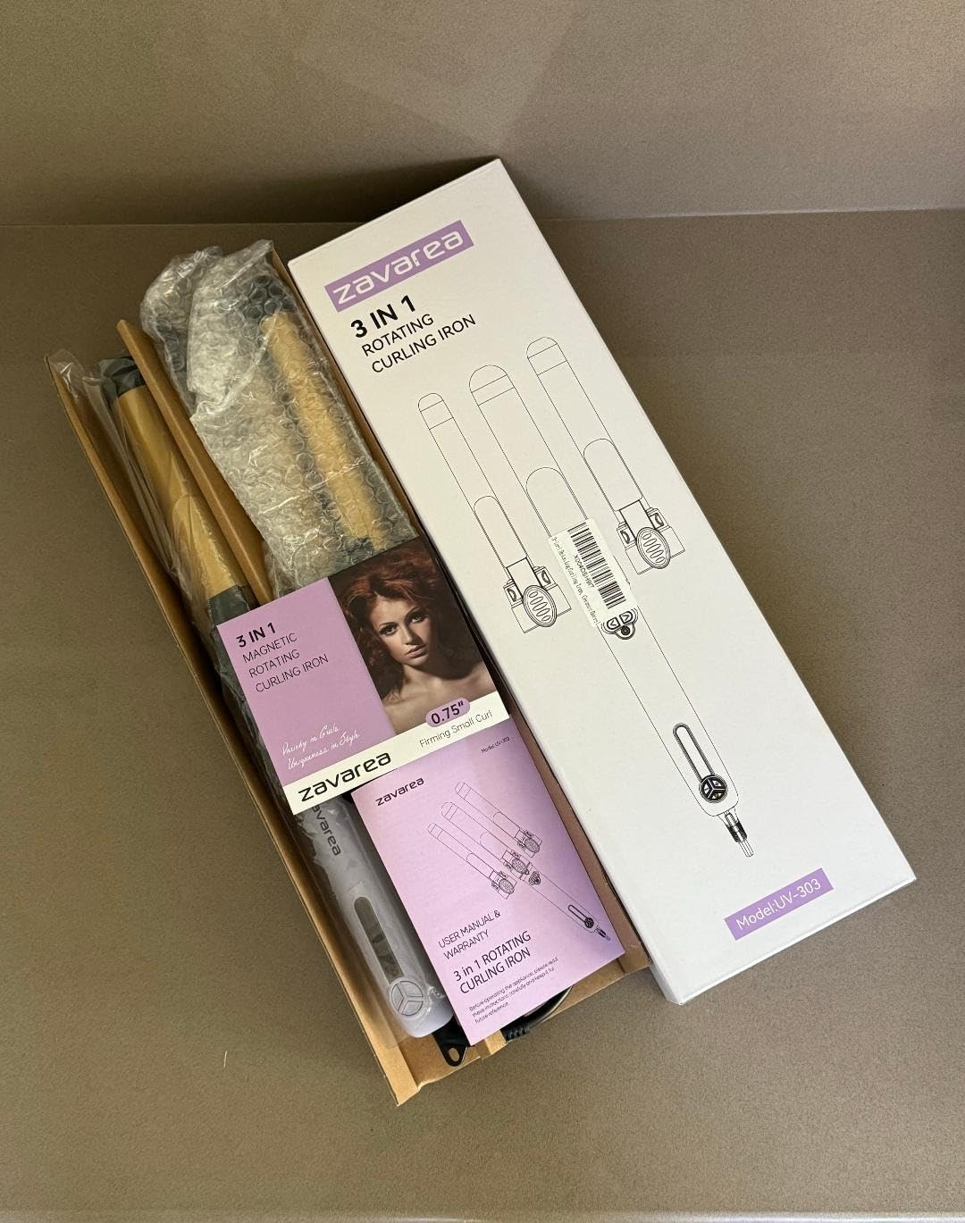 Rotating Automatic Curling Iron Set 3 Ceramic Barrels for Long Hair Waves customer photo 1