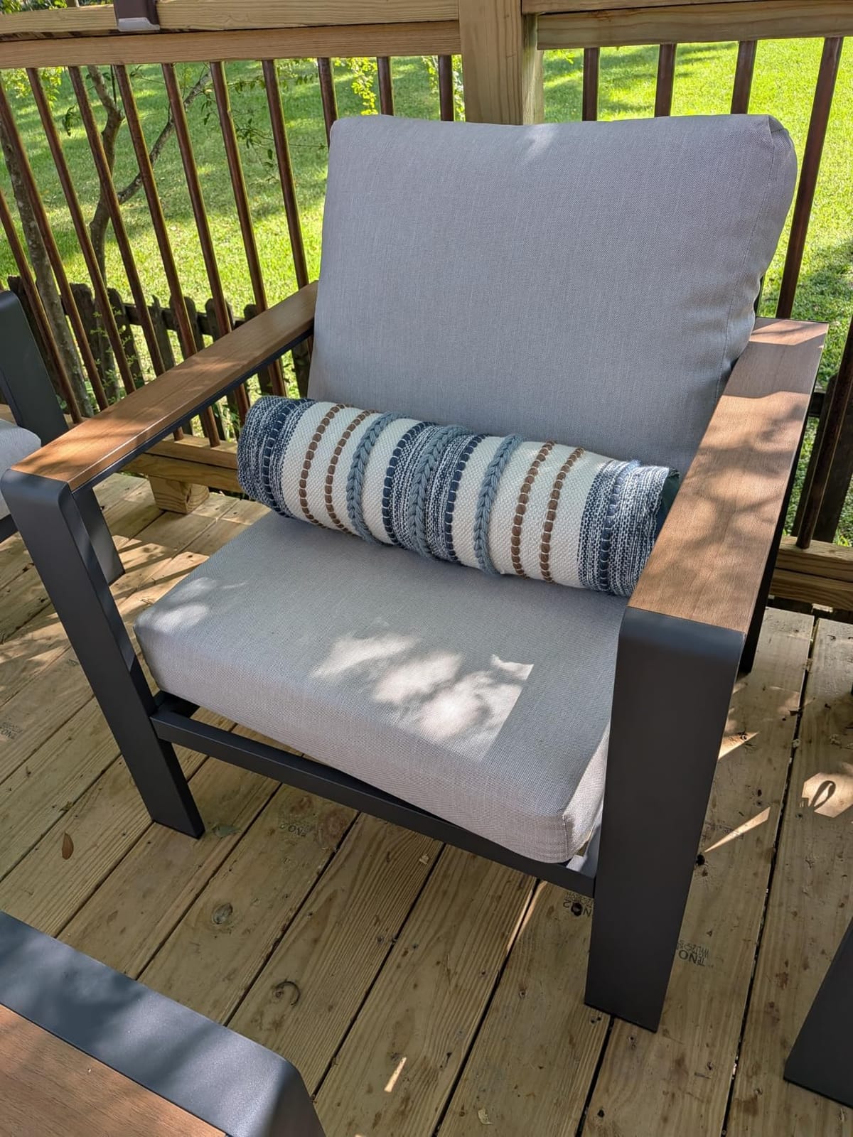 Aluminum Outdoor Patio Furniture Set with Coffee Table, 5 Piece Patio Conversation Sets with Washable Thick Cushions, Outdoor Sectional Furniture Set for Porch, Balcony, Deck, Yard, Graphite customer photo 2