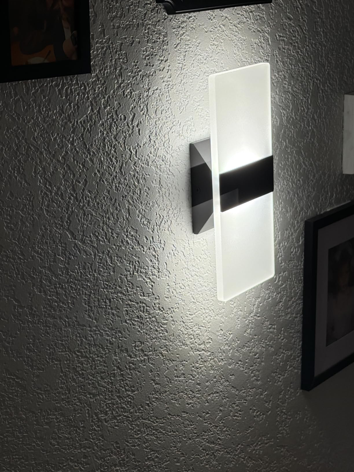 Modern LED Wall Sconce, Dimmable Indoor Wall Light, 5CCT 2700K-5000K Adjustable, Hardwired Acrylic Wall Lights for Living Room Bedroom Bathroom Hallway, 12 Inch, Black, Damp Rated, ETL customer photo 1