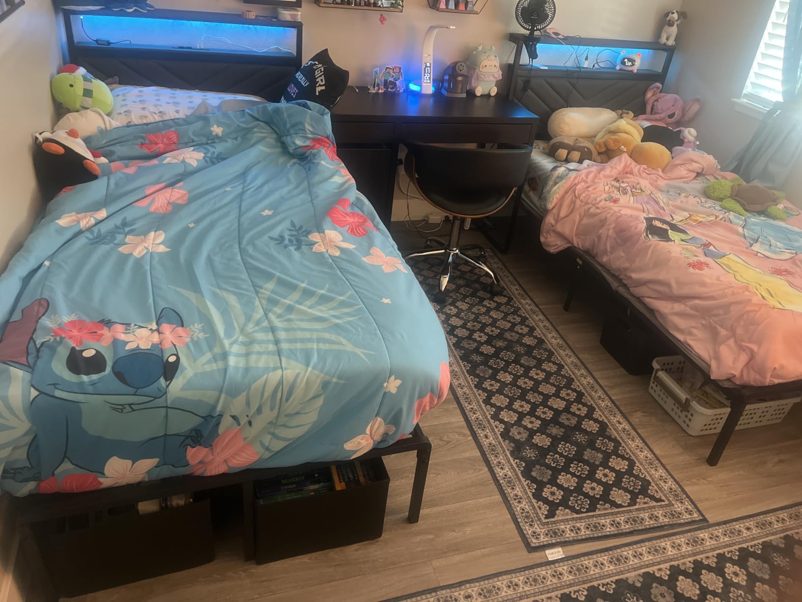 Fluest Queen Bed Frame with 2 Drawers, Upholstered Headboard with Storage and Charging Station, LED Lights, Fabric Drawers with Wheels, Under Bed Storage, No Box Spring Needed, Easy Assembly, Grey customer photo 1