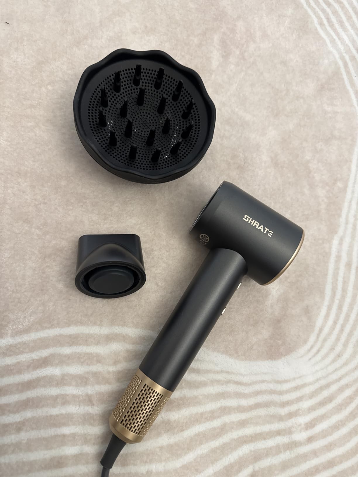 SHRATE Ionic Hair Dryer with Diffuser | Professional Blow Dryer for Curly, Frizzy & All Hair Types | Low Noise & Gentle for Sensitive Hair | Compact & Portable Design for Home, Travel, Women & Men customer photo 1