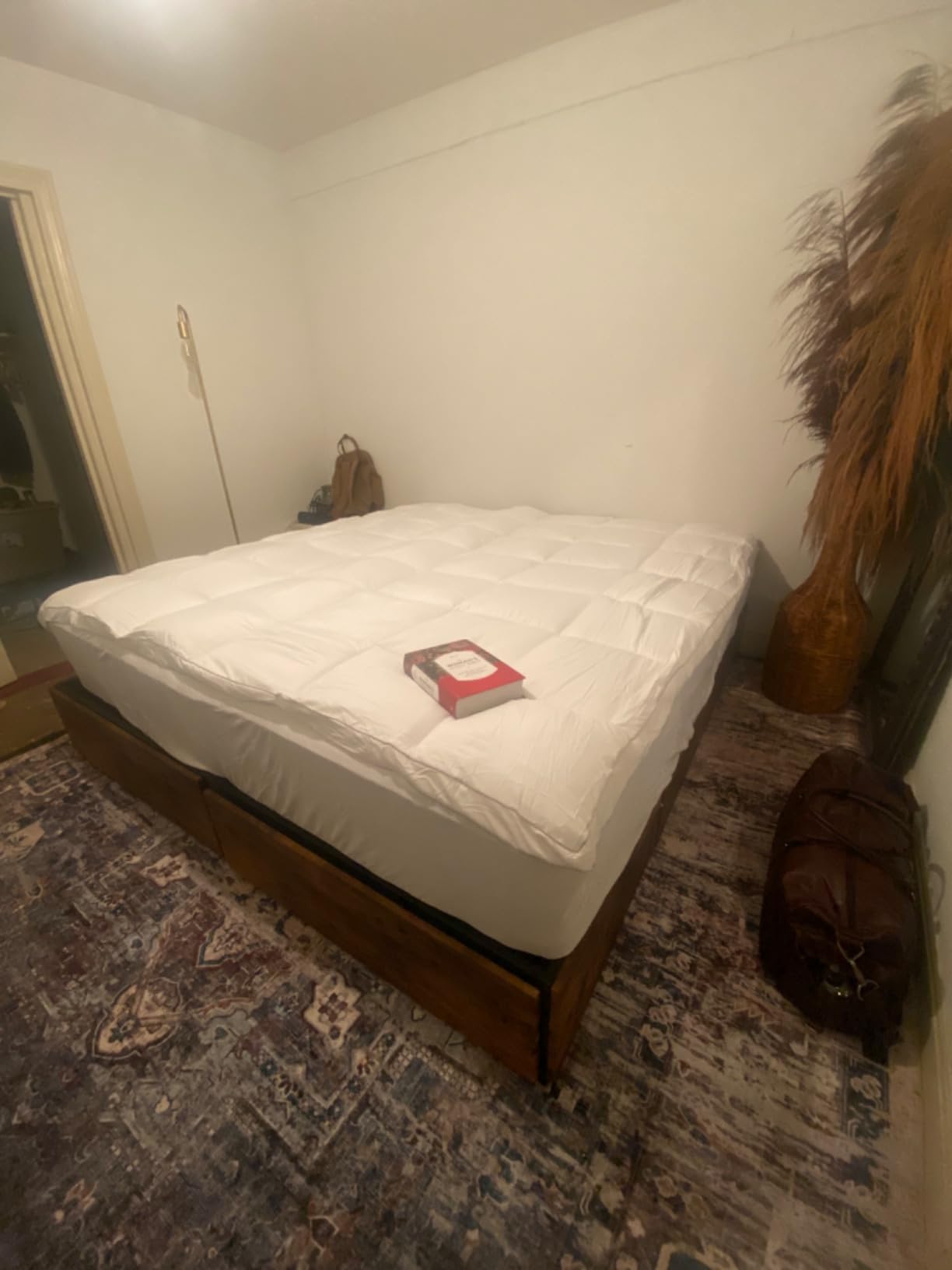 LIKIMIO Queen Bed Frame with 4 Storage Drawers, Dark Walnut customer photo 1