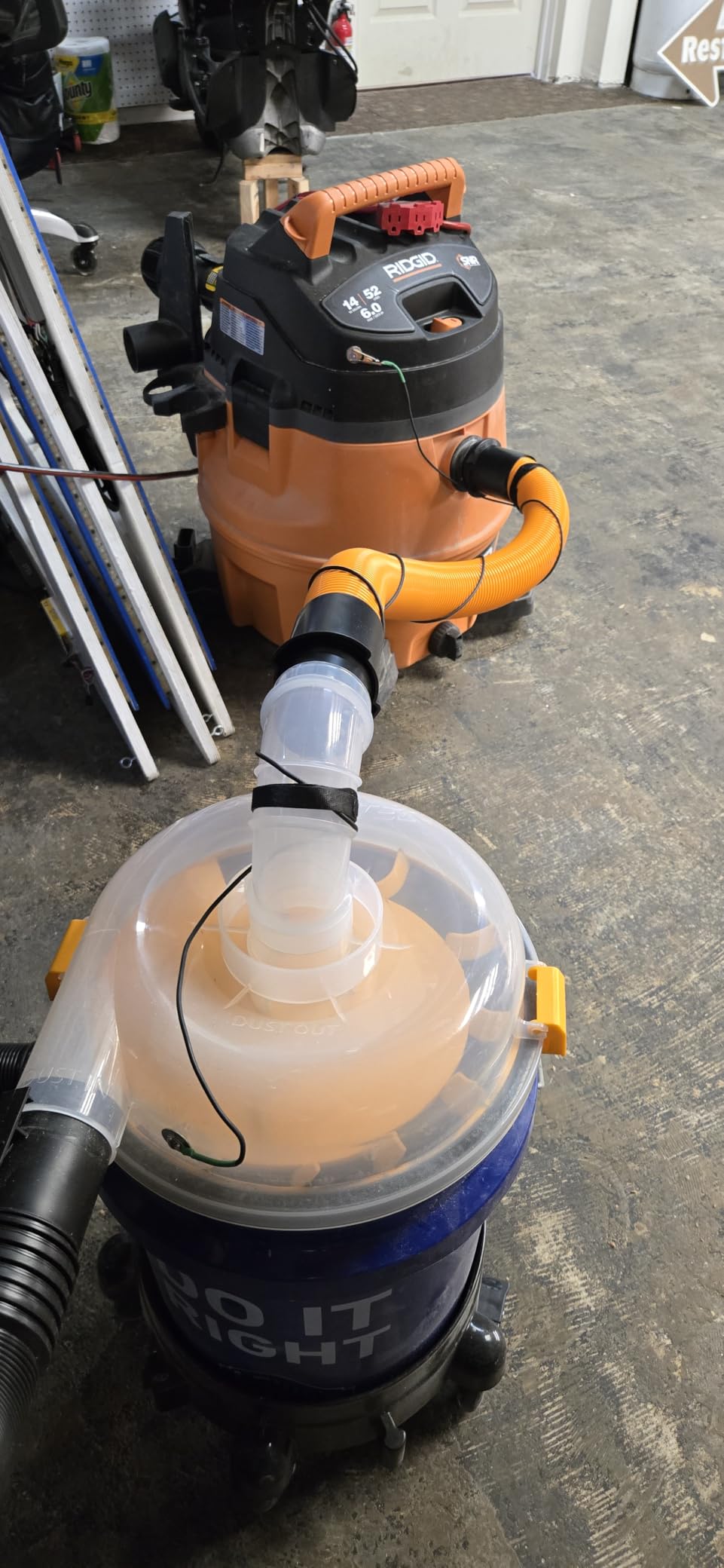 POWERTEC Low Profile Dust Separator for Shop Vac & Dust Collectors, Fits 5 Gallon Buckets, For 2-1/4